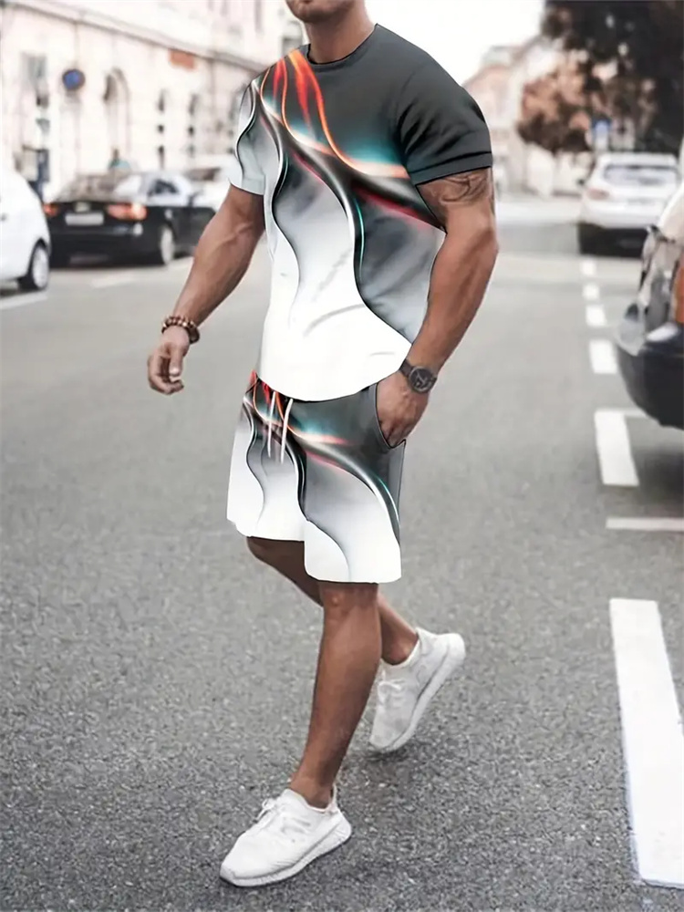 Women And Men Fashion - Męski Damski Gradientowy T-shirt z Teksturą