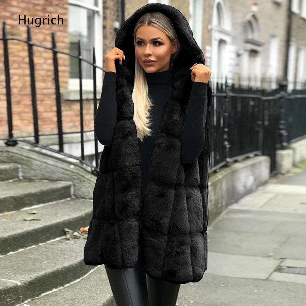Women'S Fashion Gilet - Damska brązowa kamizelka z kapturem z