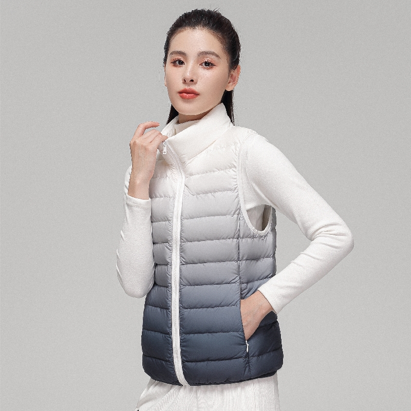Puffer Vest Fashion Women - Kobiety moda gradientu ultralekki dół kamizelka