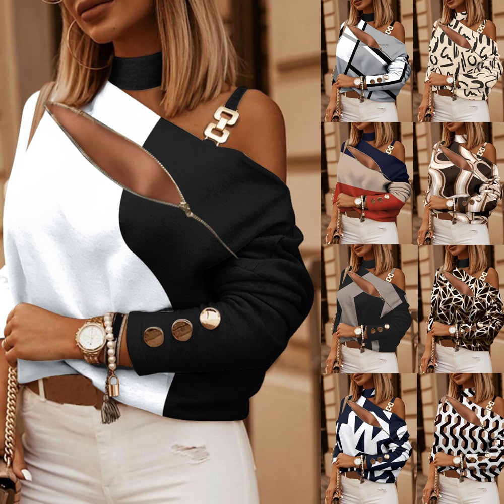 Women Fashion Style - Damska bluzka z odkrytymi ramionami, z