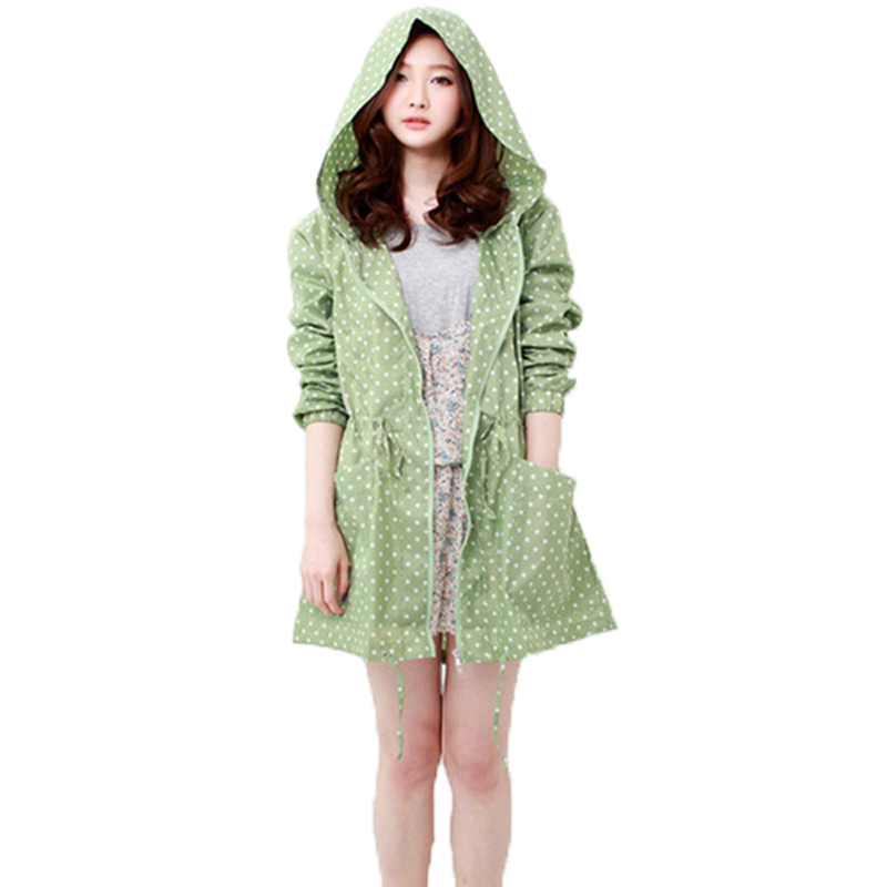 Women'S Fashion Raincoat - Modny nadruk w kropki damski płaszcz