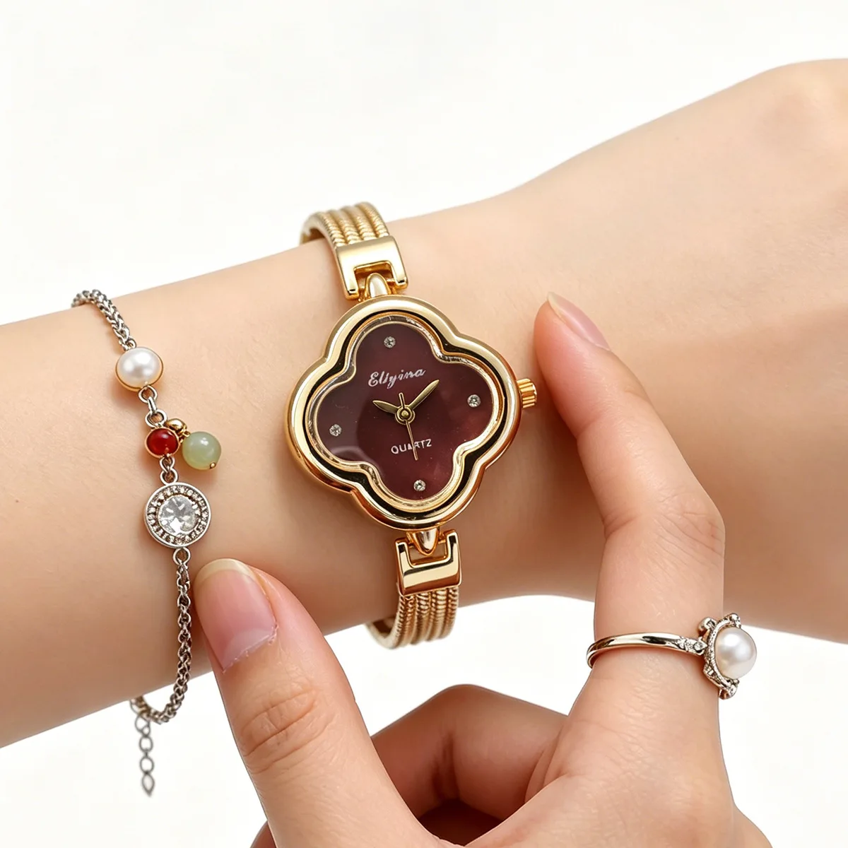 Women'S Fashion Digital Watch - Damski zegarek vintage, złoty, z metalowym