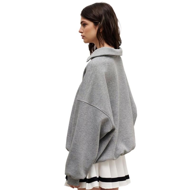 Women'S Fashion Quarter Zip - QXND damskie 2023 ponadgabarytowy sweter z