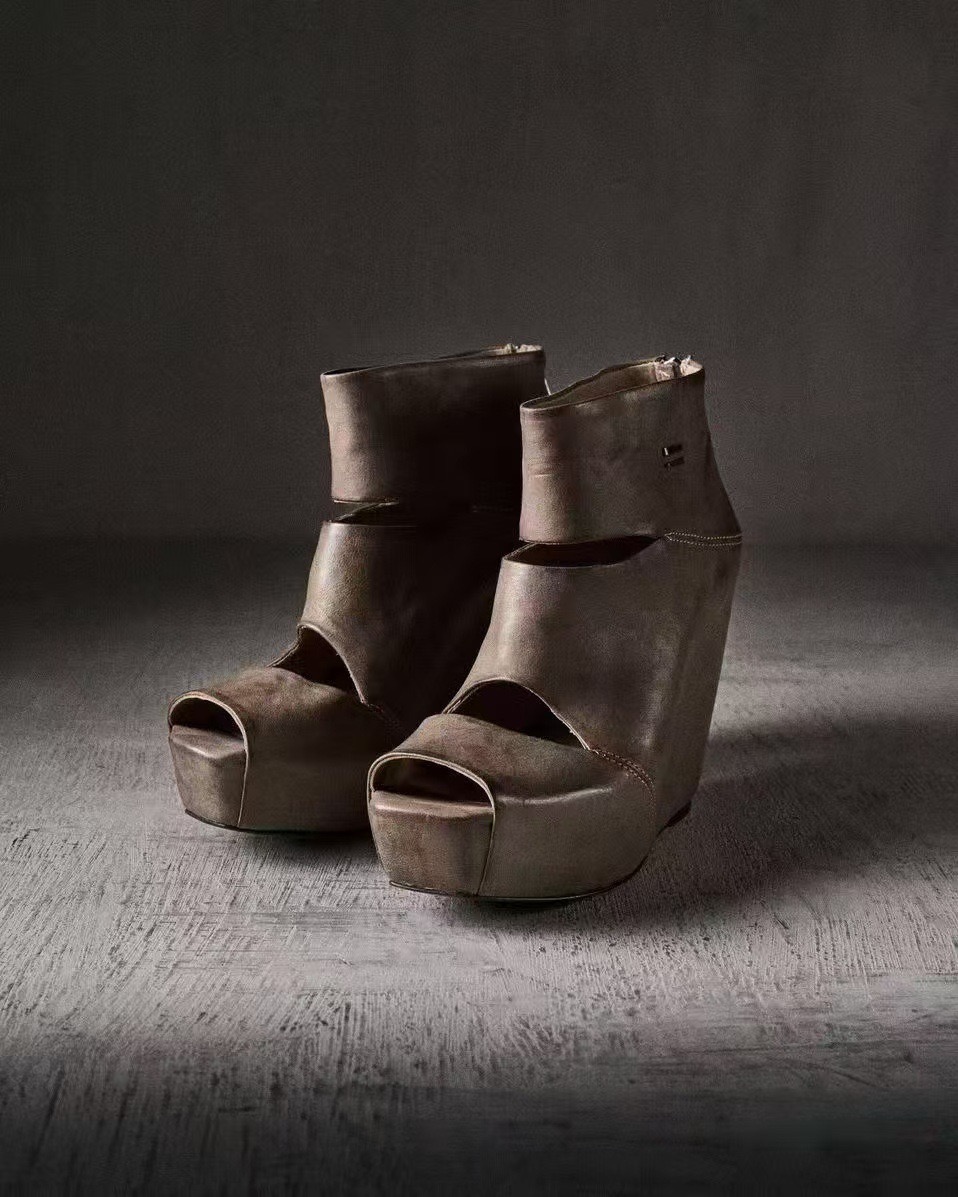 Women'S Fashion Leather Boots - Letnie Nowe Damskie Szare Skórzane Botki