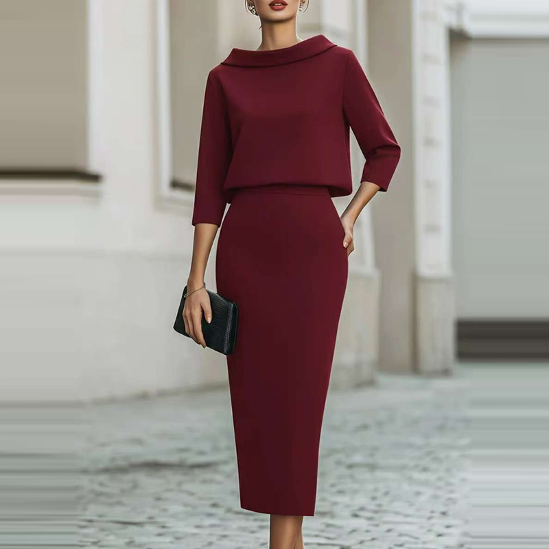 Women'S Fashion Quarter Zip - Eleganckie, dopasowane komplety spódnic z wysokim