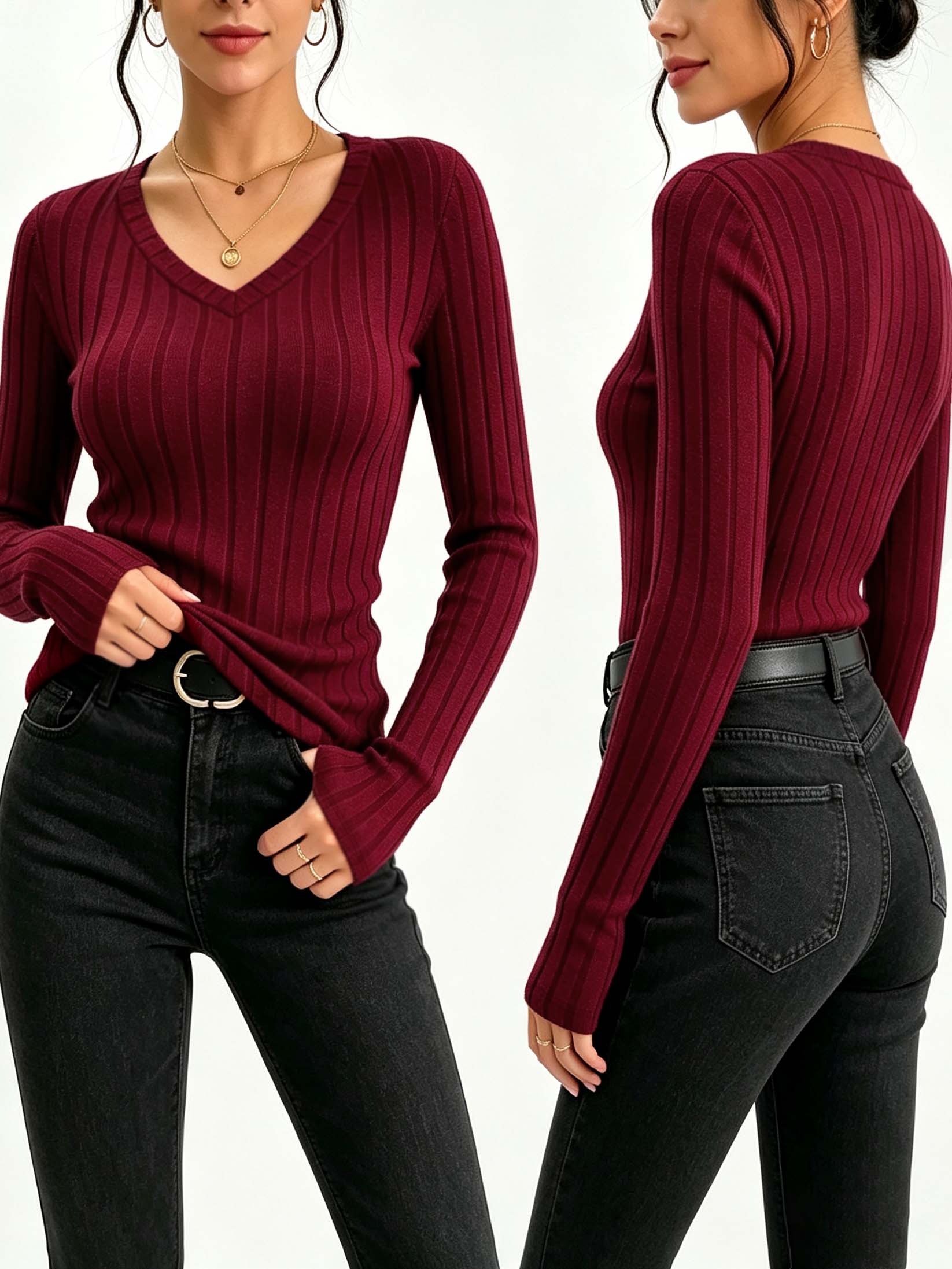 Trend Women Fashion - Damska gładka bluzka z dekoltem w
