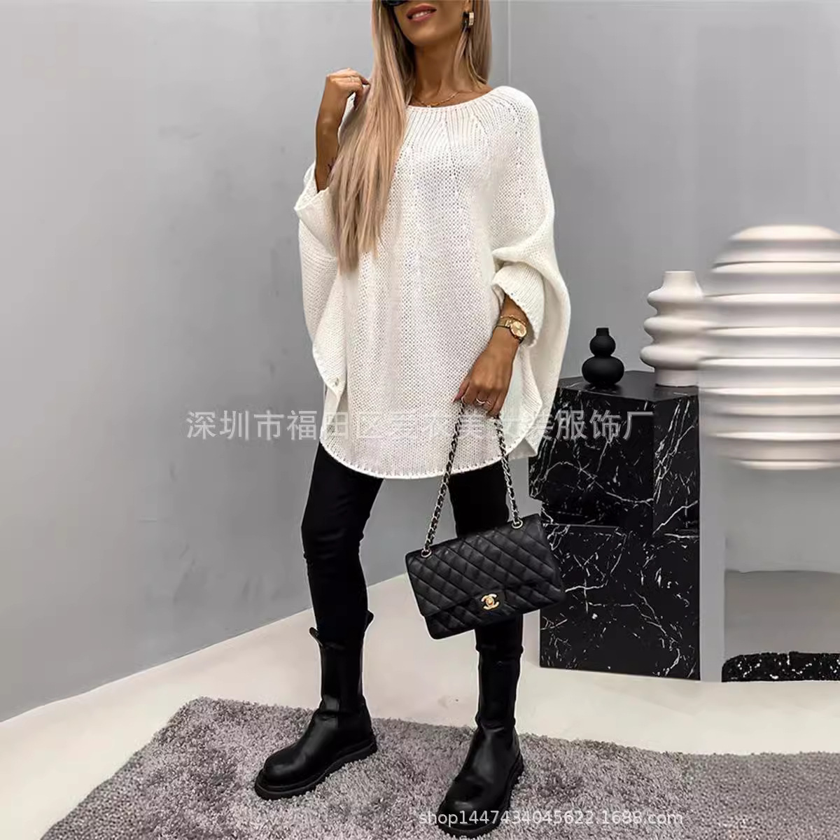 Women'S Fashion Raincoat - Sweter damski z dzianiny w stylu