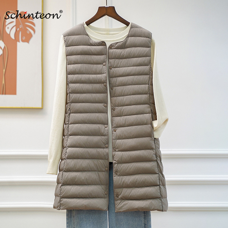 Women'S Fashion Gilet - Schinteon Damska Ultralekka Kamizelka Puchowa Długa