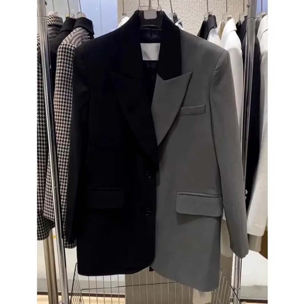 Blazer Women Oversized - Wysokiej klasy patchworkowa marynarka w kontrastowym
