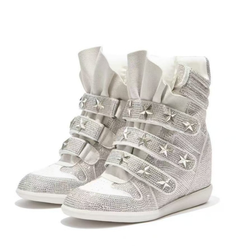Women'S Fashion Velcro Sneakers - Wysokie trampki na ukrytym koturku 5,5