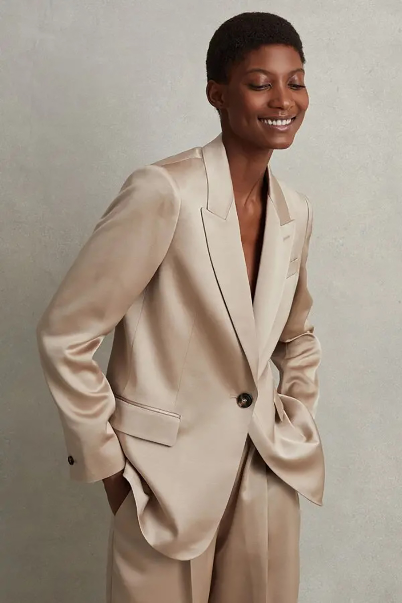Blazer Women Oversized - Komplet damski Allingentle z jedwabnej satyny,