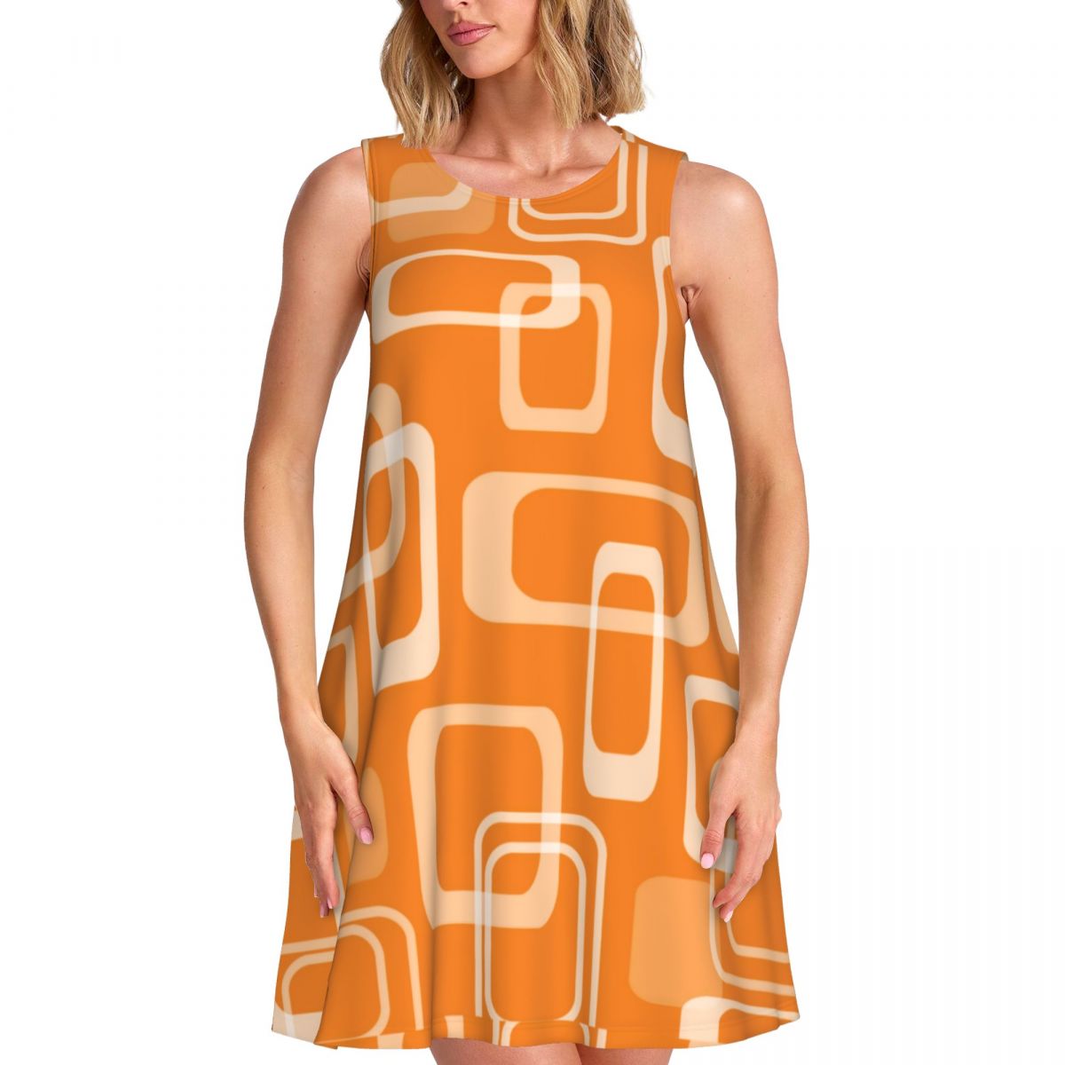 Women'S Fashion In The 60S - Pomarańczowa sukienka retro w stylu lat