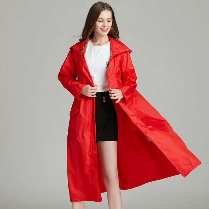 Women'S Fashion Raincoat - Damski lekki czerwony czarny oddychający płaszcz