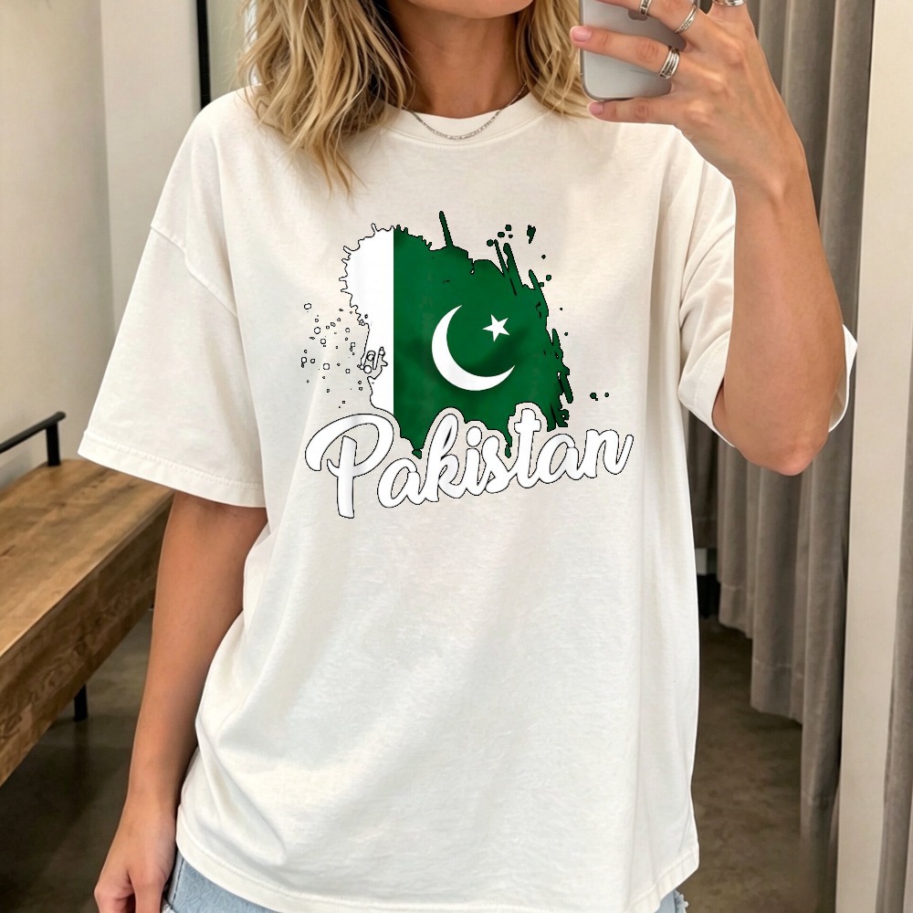 Women Fashion Pakistan - Koszulka z nadrukiem flagi Pakistanu –