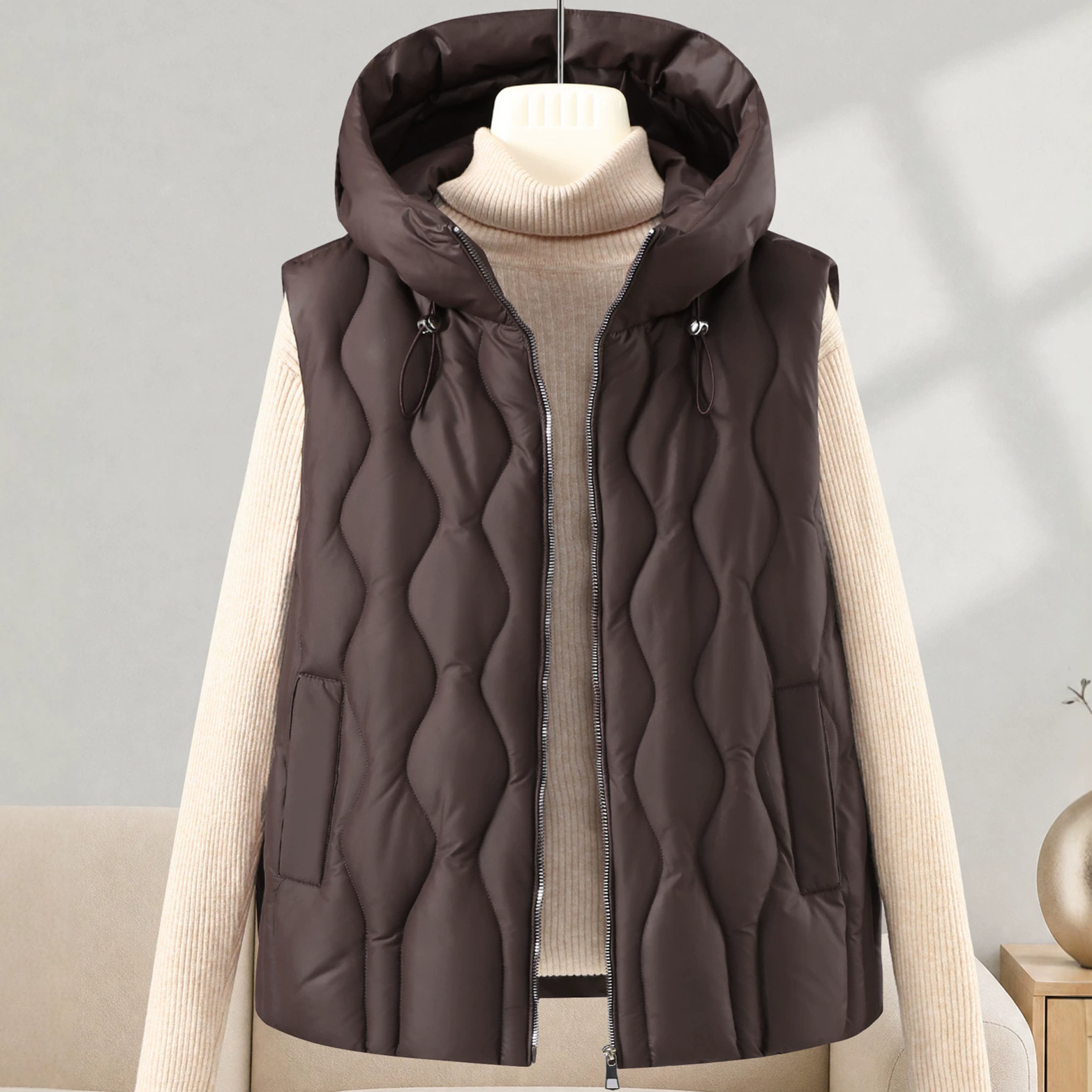 Puffer Vest Fashion Women - Krótka, gruba, puszysta kamizelka damska, jednolita,