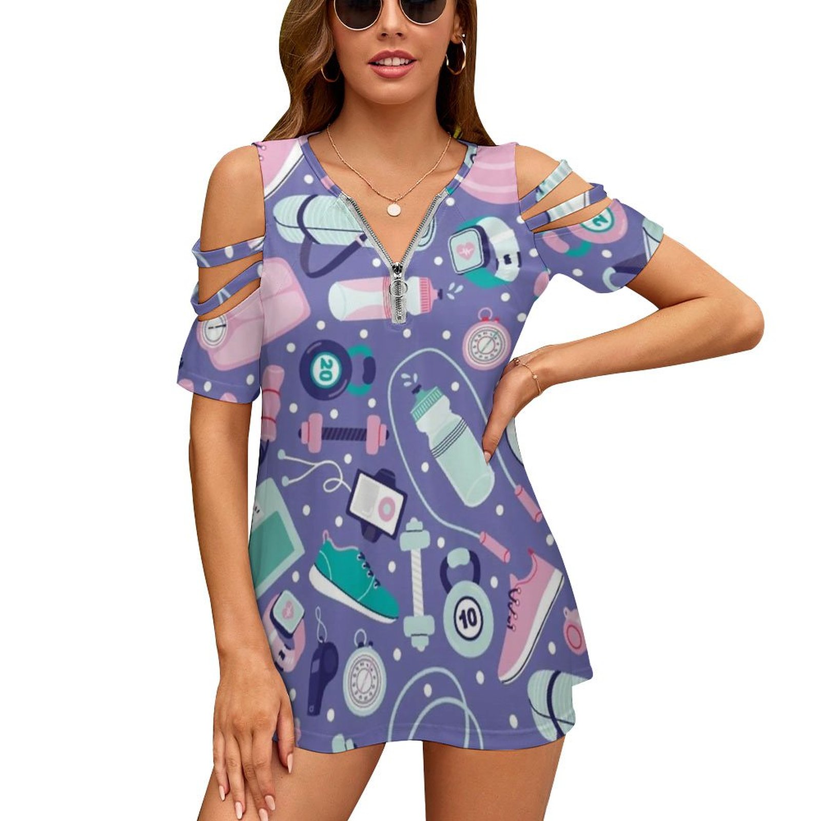 Women Fashion Vector - Get Fit T-Shirt Damski Nowa Moda