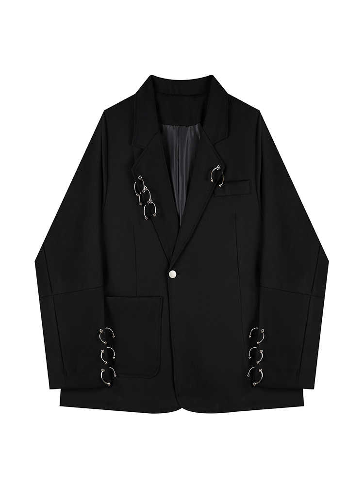 Blazer Women Oversized - Damska czarna gotycka emo marynarka/płaszcz jesiennej