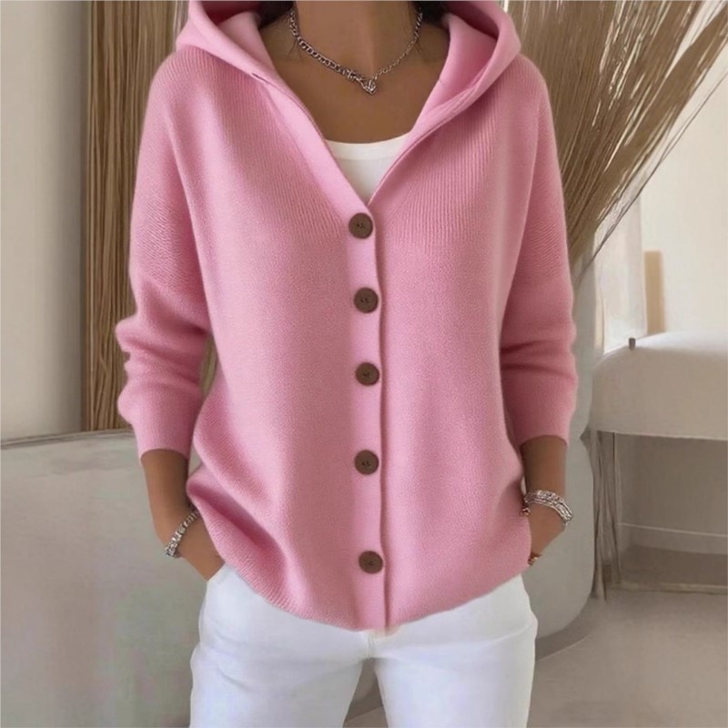 Women'S Fashion Quarter Zip - Prosta, dzianinowa bluza z kapturem, nowa