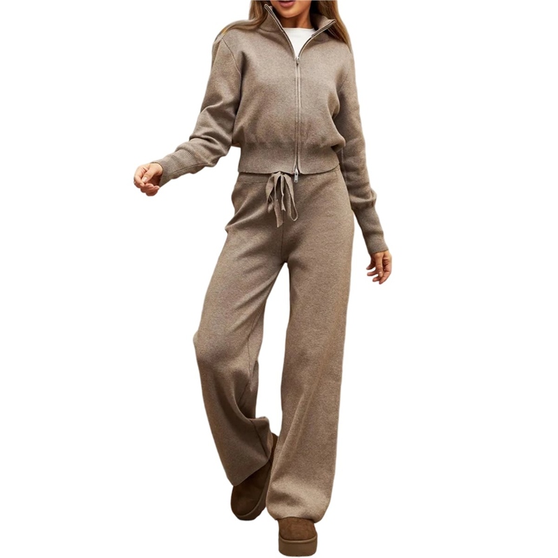 Women'S Fashion Quarter Zip - Damski sweter z dzianiny z kołnierzykiem