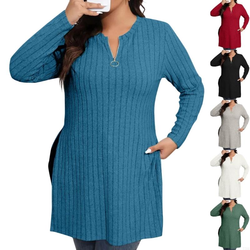Women'S Fashion Quarter Zip - 77HE sweter z zamkiem błyskawicznym damski