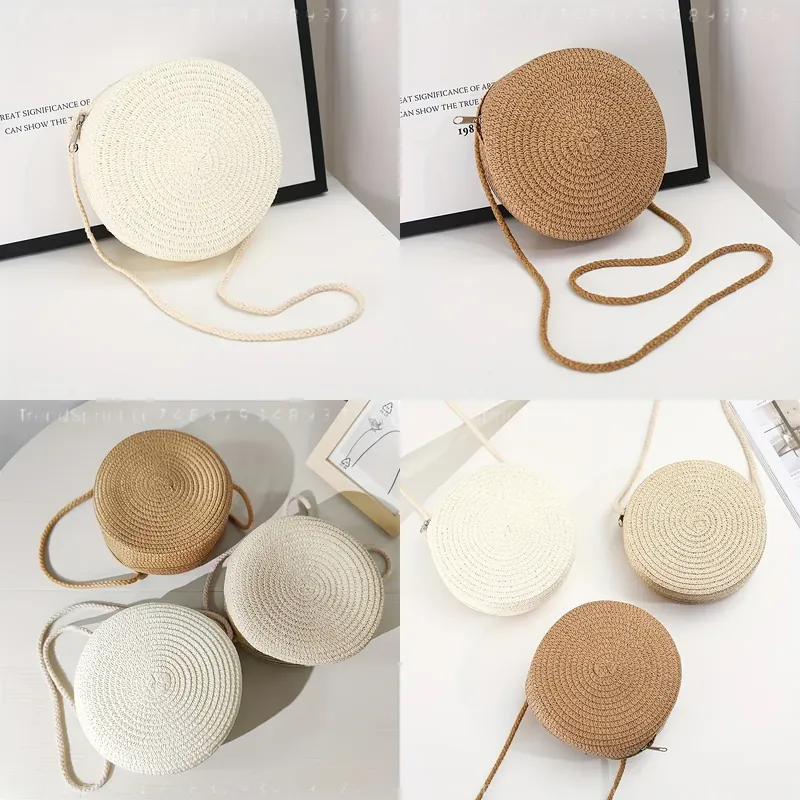 Crossbody Bag Women - Okrągła tkana torba na ramię z