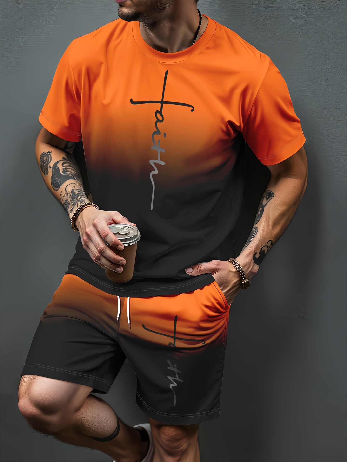 Gradientowy wzór liter, druk 3 – Women And Men Fashion recenzja i cena