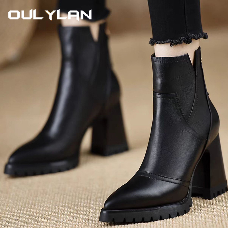 Oulylan Grube Botki na Wysokim – Women'S Fashion Leather Boots recenzja i cena