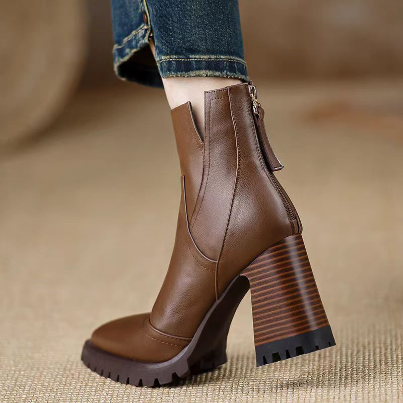Oulylan Grube Botki na Wysokim – Women'S Fashion Leather Boots recenzja i cena