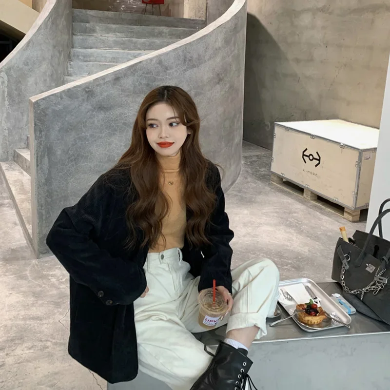 Nowy sztruks gruby luźny Overs – Blazer Women Oversized recenzja i cena