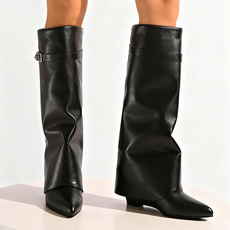 Czarne kozaki damskie do kolan – Women'S Fashion Leather Boots recenzja i cena
