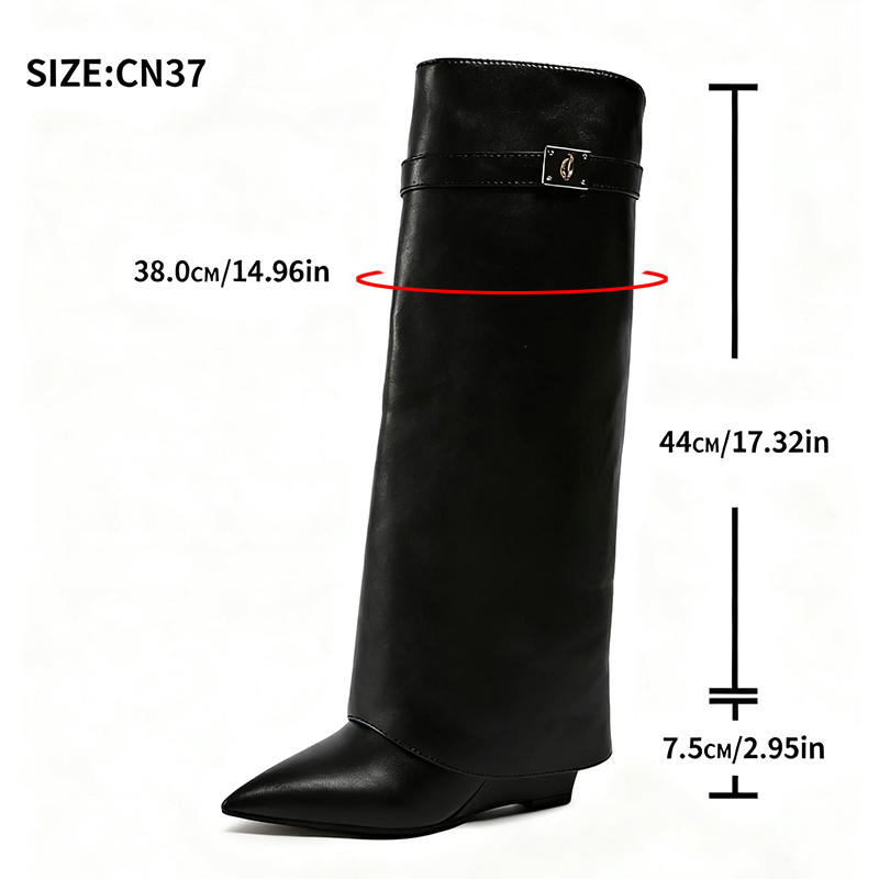 Czarne kozaki damskie do kolan – Women'S Fashion Leather Boots recenzja i cena