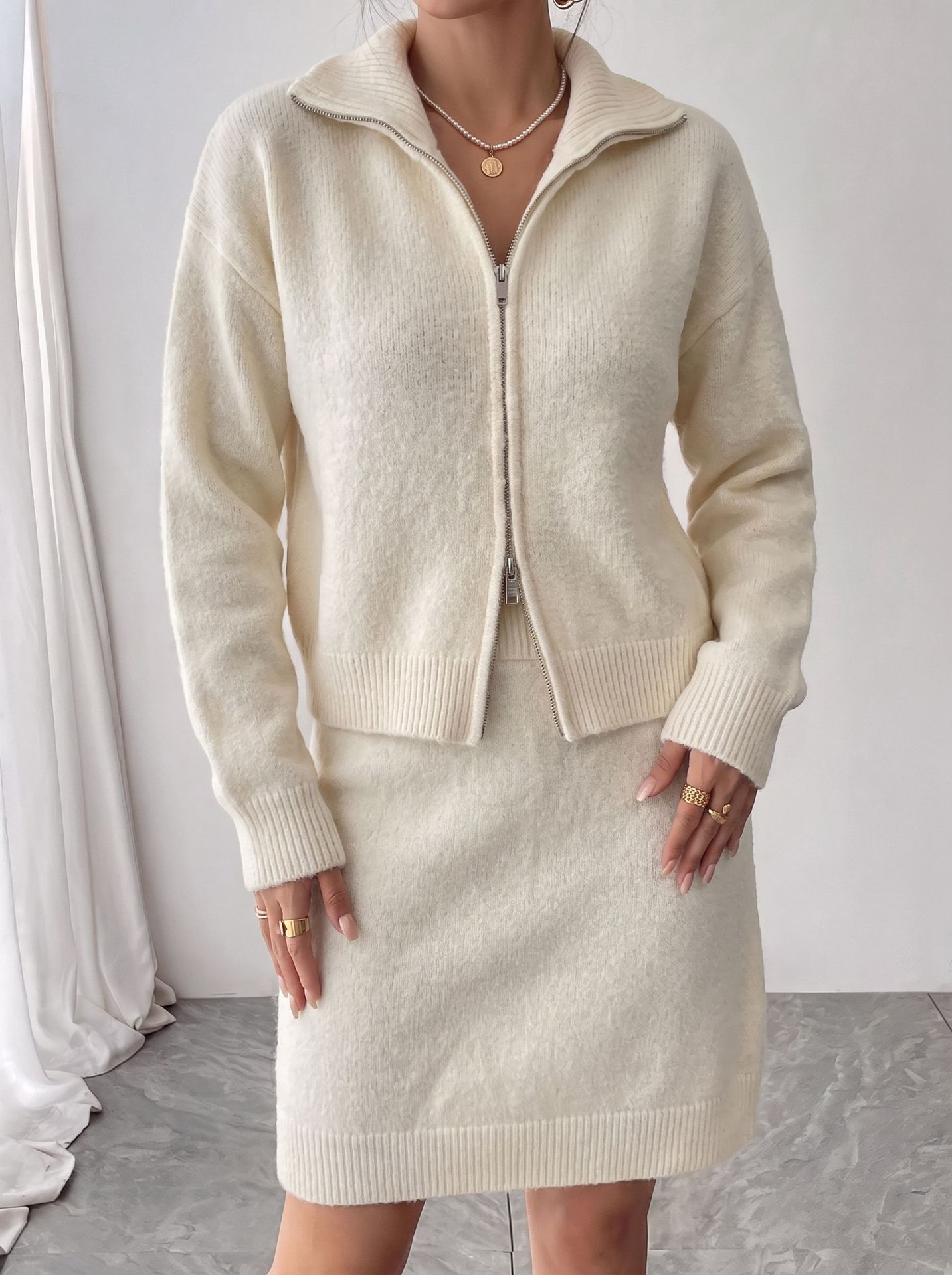 Elegancki dzianinowy komplet d – Women'S Fashion Quarter Zip recenzja i cena