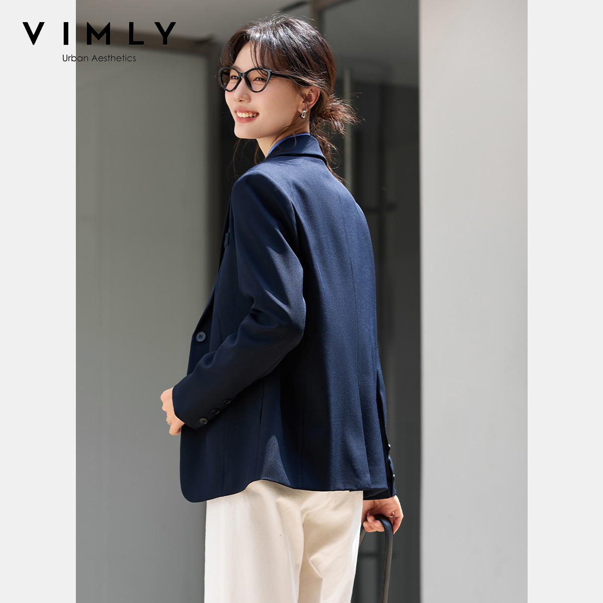 VIMLY Damskie granatowe kurtki – Blazer Women Oversized recenzja i cena