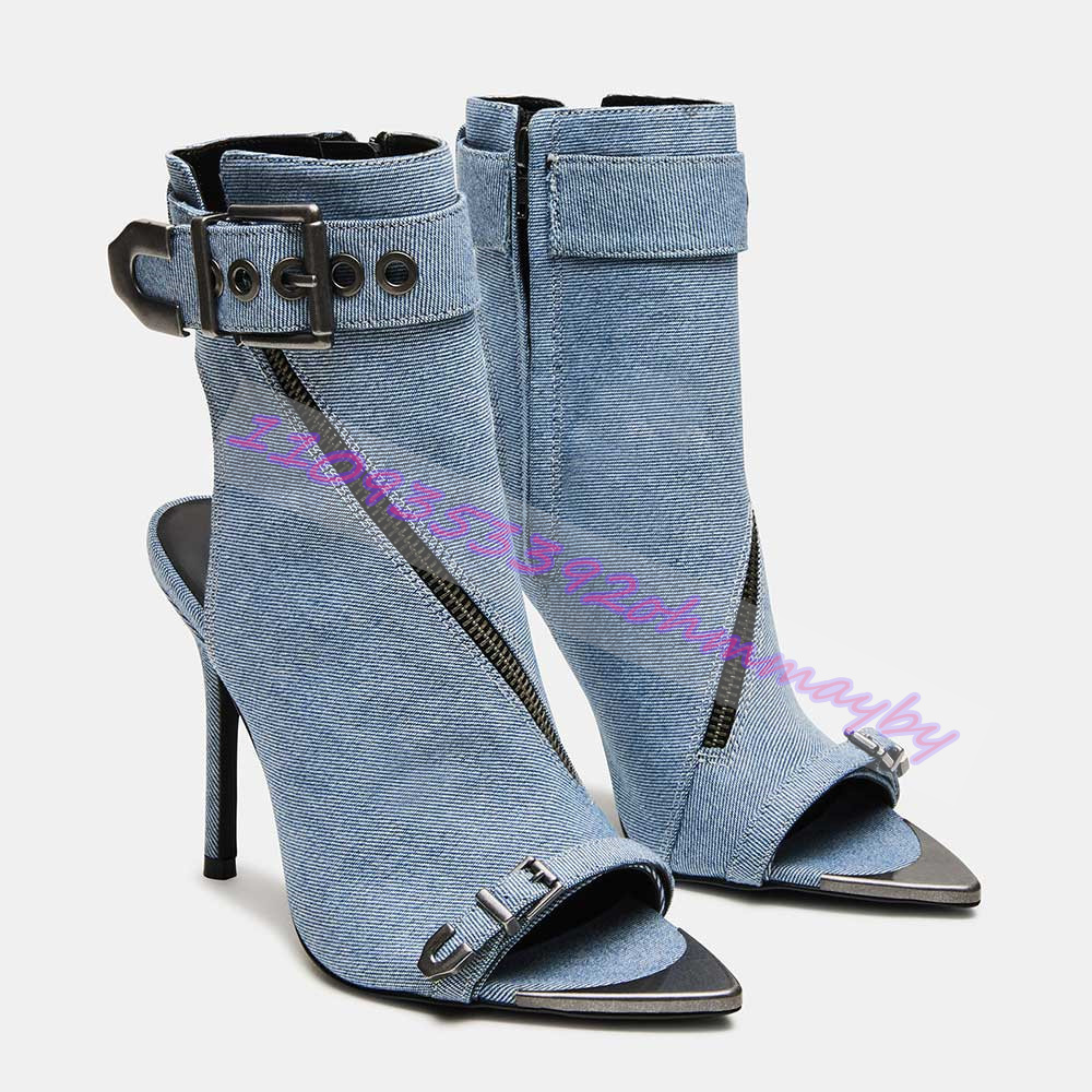Letnie niebieskie dżinsowe bot – Women'S Fashion Leather Boots recenzja i cena