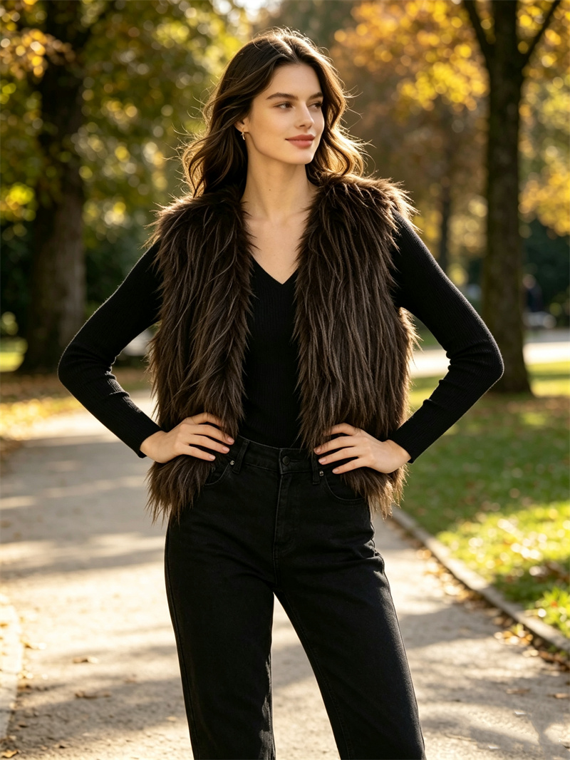 Damska kamizelka z imitacji fu – Women'S Fashion Gilet recenzja i cena
