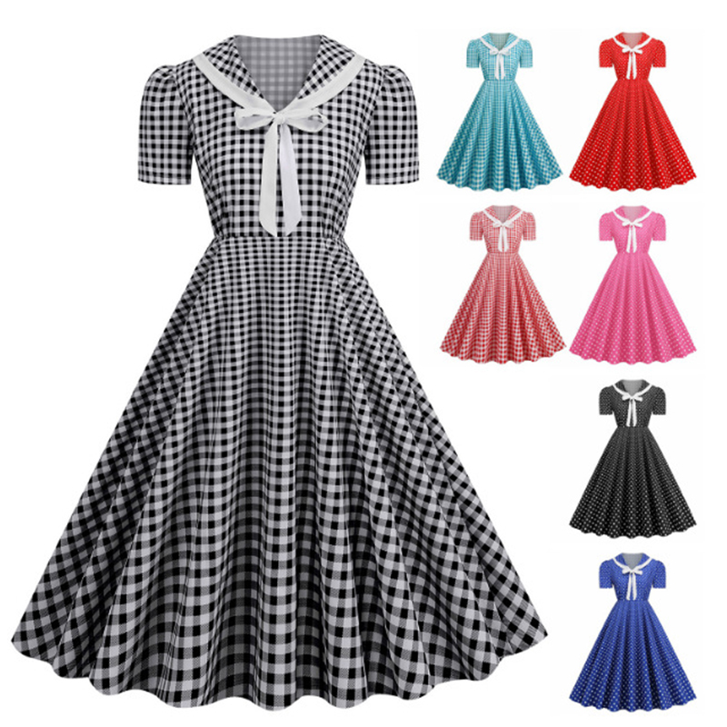 Polka Dot Printed Vintage Larg – Women'S Fashion Of The 50S recenzja i cena