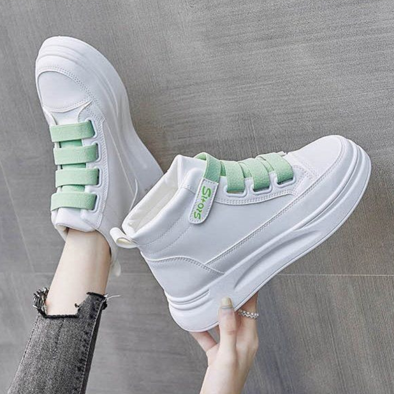 Wysokie Białe Sneakersy Damski – Women'S Fashion Velcro Sneakers recenzja i cena