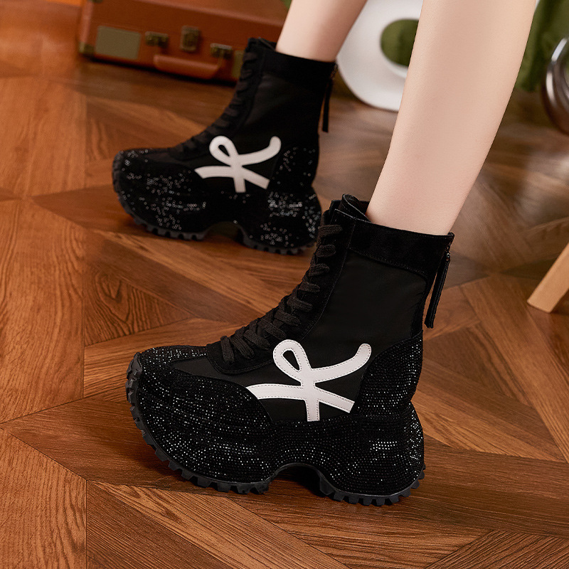 Damskie modne botki na grubej  – Women'S Fashion Leather Boots recenzja i cena