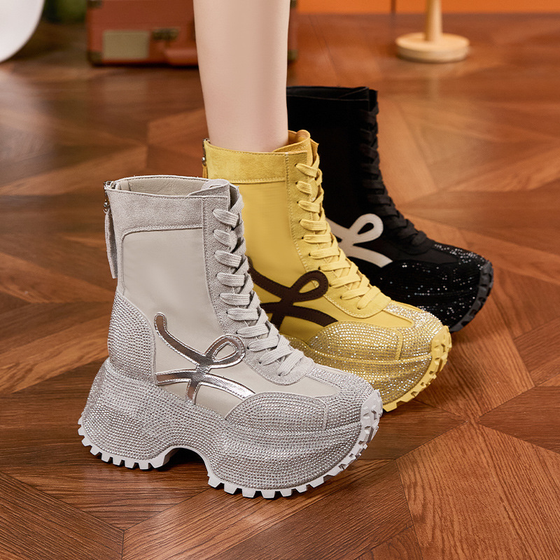 Damskie modne botki na grubej  – Women'S Fashion Leather Boots recenzja i cena