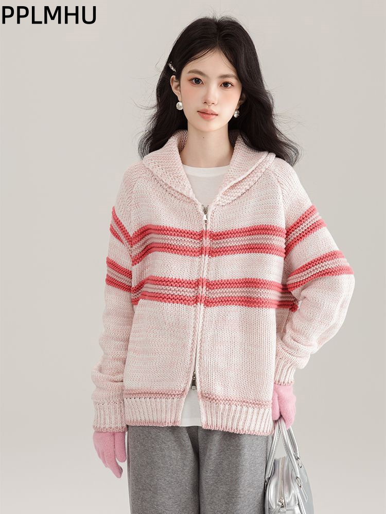 Kardigan z dzianiny w paski z  – Women'S Fashion Gilet recenzja i cena